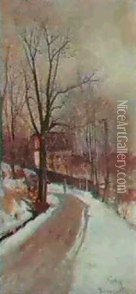 Vinter,barnangen Oil Painting - Johan Kindborg