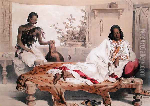 Woman from the Tigre Province and her Servant, Ethiopia, from Voyages au Soudan Oriental et dans L'Afrique Septentrionale by Pierre Tremaux 1818-95 engraved by Adolphe Bayot 1810-66 1859 Oil Painting - Vignaud, Jean