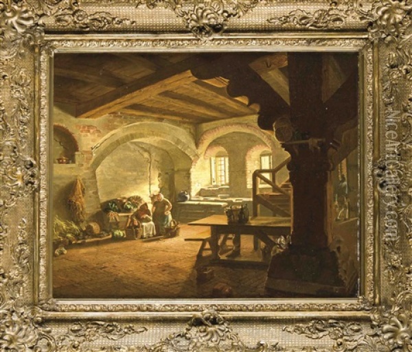 Interieur Eines Kellergewolbes Mit Personenstaffage Oil Painting - Jacob Gensler