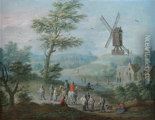 La Halte Au Village Oil Painting - Balthasar Beschey