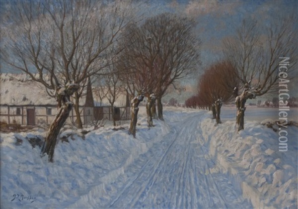 Skanskt Landskap I Vinterskrud Oil Painting - Peter Adolf Persson