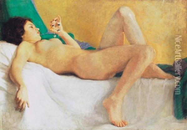 Reclining Girl Oil Painting - Artur Coulin