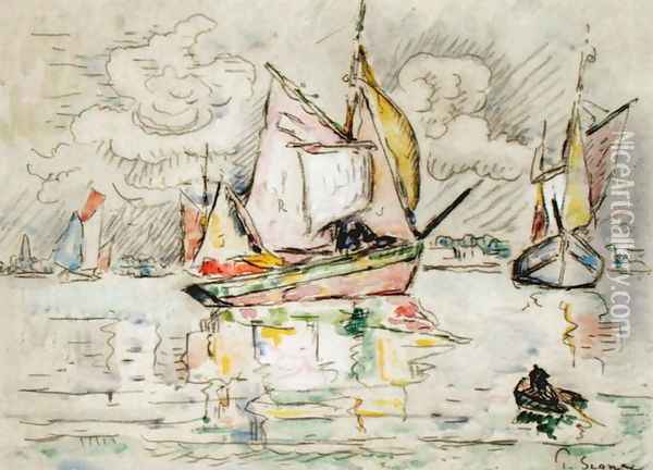 Fishing Boats Oil Painting - Paul Signac