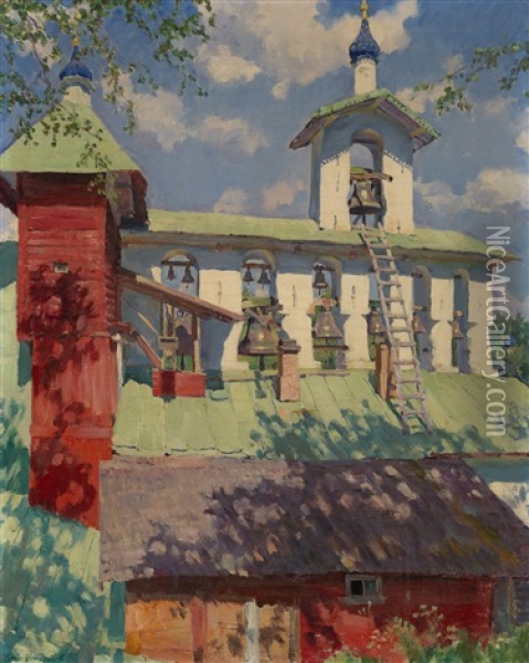 Pechersky Monastery. The Belfry Oil Painting - Sergei Arsenievich Vinogradov