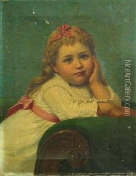 Portrait Of A Young Girl With A Pink Sash Oil Painting - Virgil Williams