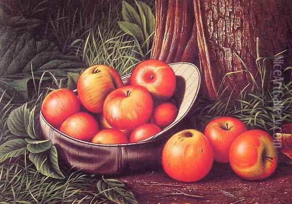 Still Life with Apples in a New York Giants Cap Oil Painting - Levi Wells Prentice
