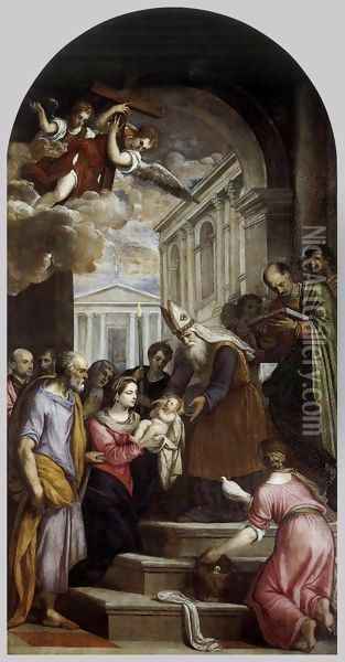 Presentation of Jesus in Temple Oil Painting - Palma Vecchio (Jacopo Negretti)