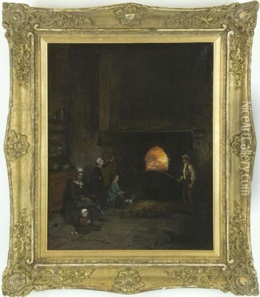 Interieur Einer Bauerlichen Kuche Mit Oil Painting - Charles-Auguste Corbineau