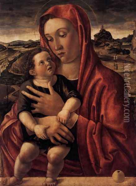 Madonna, with Child Standing on a Parapet Oil Painting - Giovanni Bellini