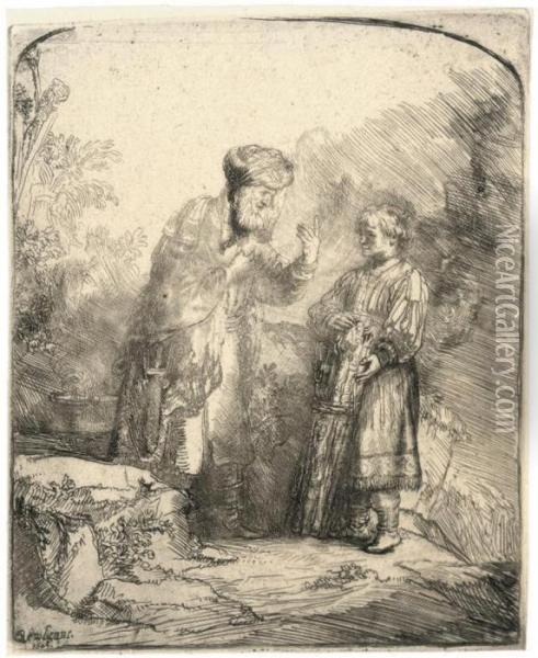 Abraham And Isaac Oil Painting - Rembrandt Van Rijn