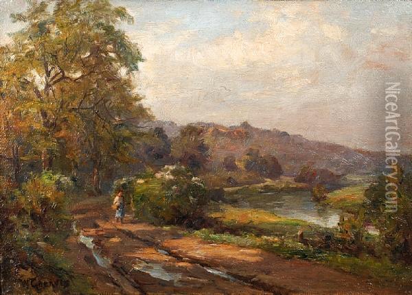 The Road Through Newley, Near Leeds Oil Painting - William Greaves