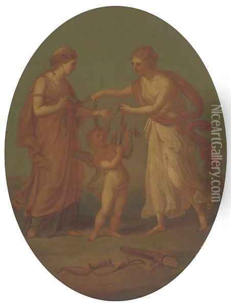 The disarming of Cupid Oil Painting - Angelica Kauffmann