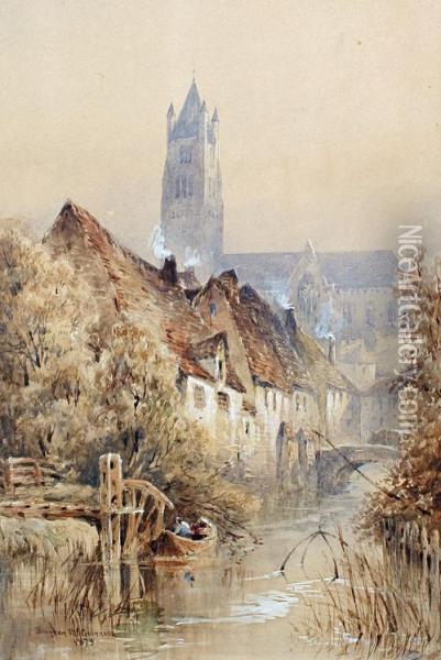 Bruges, A Pair Of Landscapes Oil Painting - William Bingham McGuinness