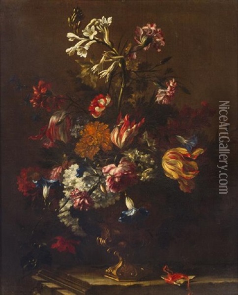 Floral Still Life Oil Painting - Nicolas Baudesson
