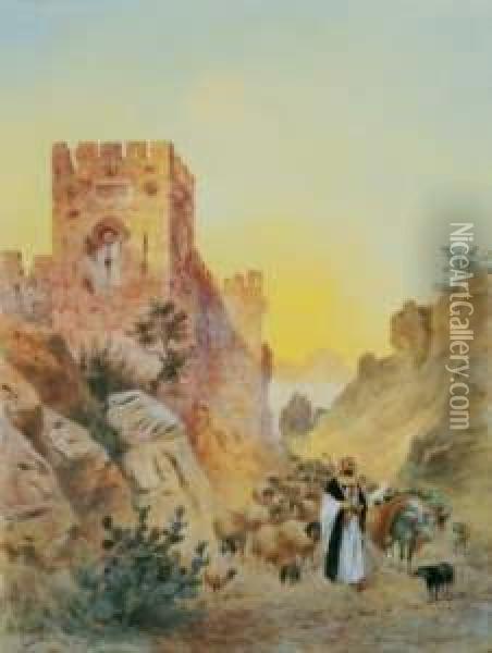 Abend Bei Jerusalem Oil Painting - Friedrich Perlberg