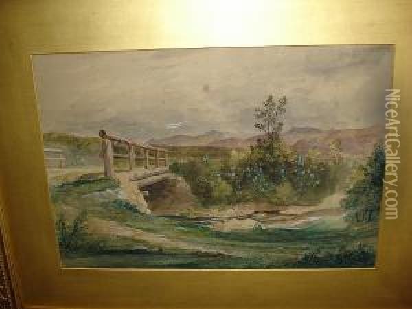 The Old Bridge Oil Painting - James William Giles