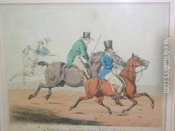 A Set Of Six Humourous Riding Scenes Oil Painting - Henry Thomas Alken