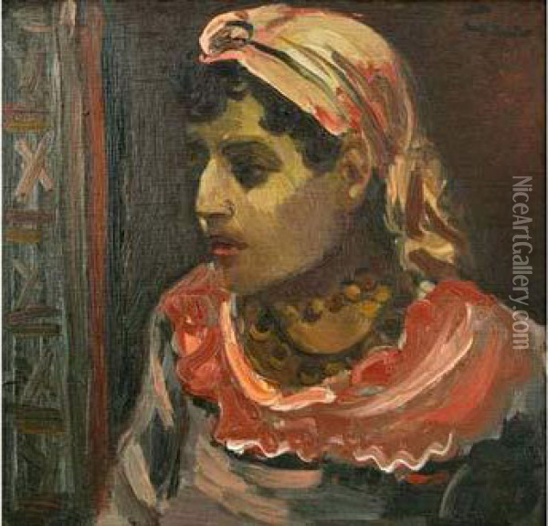 Jeune Juive Au Turban Oil Painting - Adolphe Feder