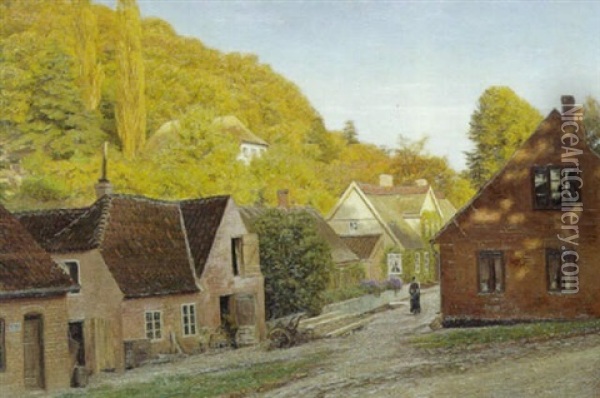 Landsbygade I Fredensborg Oil Painting - Henrik Gamst Jespersen
