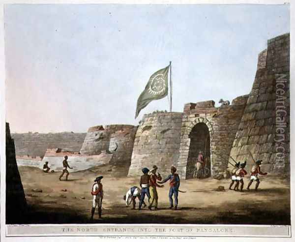 The North Entrance into the Fort of Bangalore Oil Painting - Hunter, Lieutenant James
