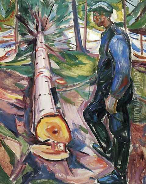 The Lumberjack Oil Painting - Edvard Munch