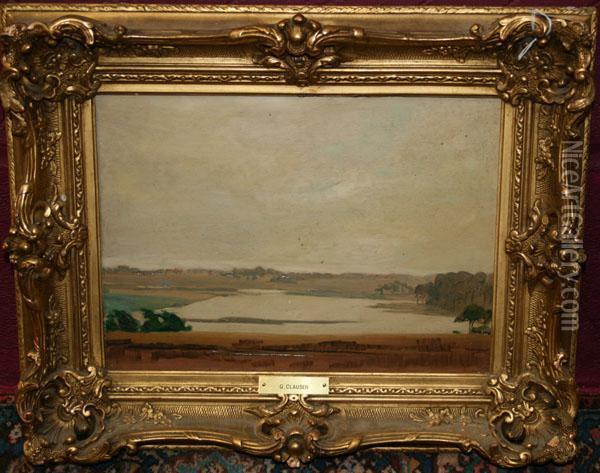 Extensive River Landscape Oil Painting - George Clausen