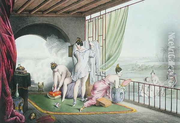 Bathers at their toilet, published 1824-27 Oil Painting - Louis Jacques Nicolas Schaal