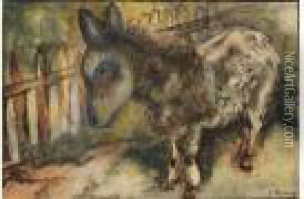 Village Donkey Oil Painting - Issachar ber Ryback