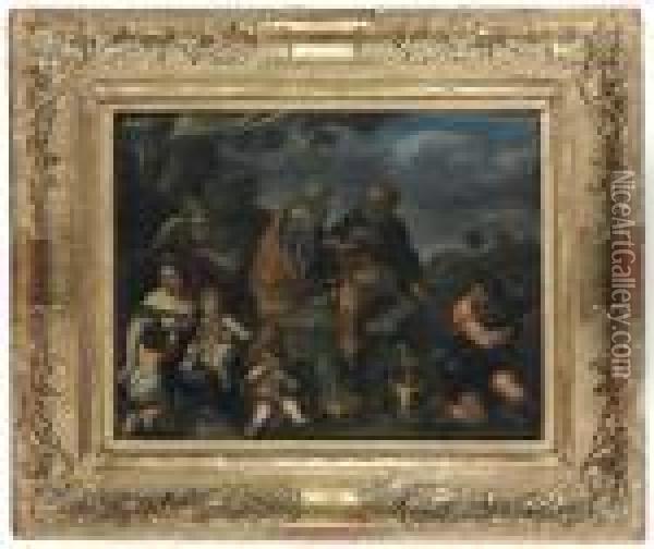 The Reconciliation Of Jacob And Laban Oil Painting - Pietro Da Cortona (Barrettini)