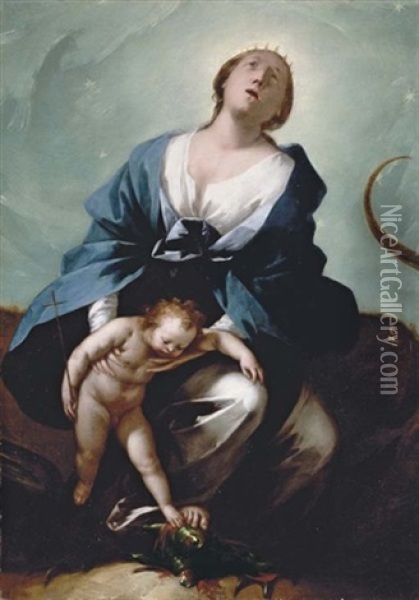 The Madonna Immaculate With The Child Treading On The Serpent Oil Painting - Giovanni Stefano Danedi