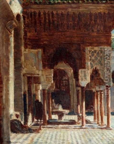 La Mosquee Karaouine, Fes Oil Painting - Joseph Felix Bouchor