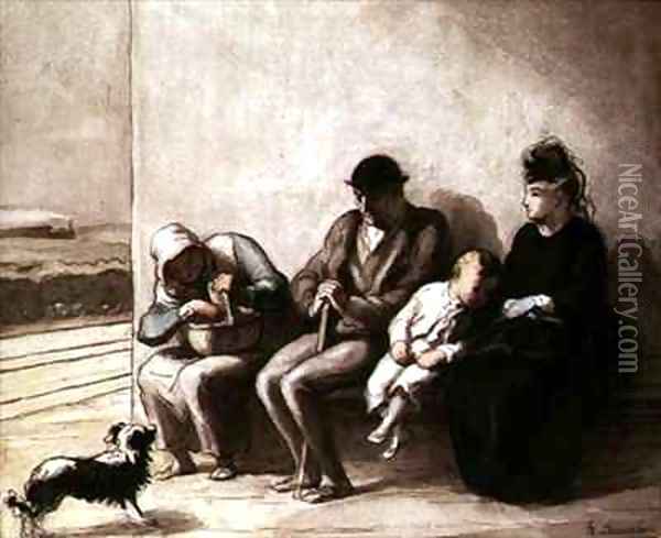 Wayside Railway Station Oil Painting - Honore Daumier