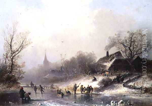 Winter Pleasures Oil Painting - Adolf Stademan