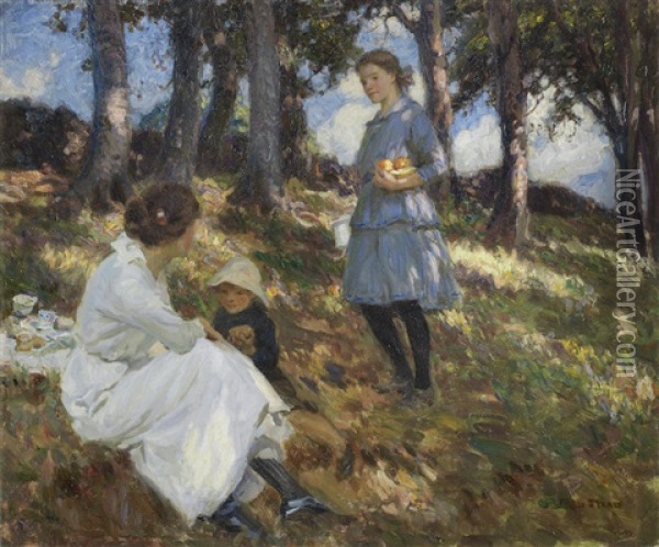 A Picnic Oil Painting - Frederick Stead