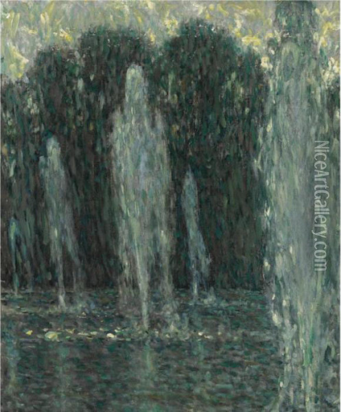 Les Jets D'eau, Versailles Oil Painting - Henri Eugene Augustin Le Sidaner