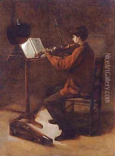 Le violoniste 1869 Oil Painting - Francois Bonvin