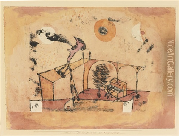 Der Heldentenor Als Konzertsanger (the Heroic Tenor As A Concert Singer) Oil Painting - Paul Klee
