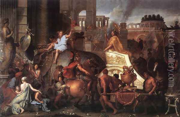 Entry of Alexander into Babylon c. 1664 Oil Painting - Charles Le Brun