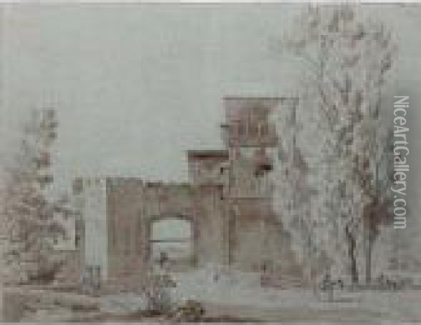 View Of The Ponte Mollo, Rome Oil Painting - Jacob Wilhelm Mechau