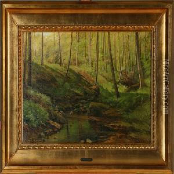 Spring Forest Scene Oil Painting - Carl H.K. Moller