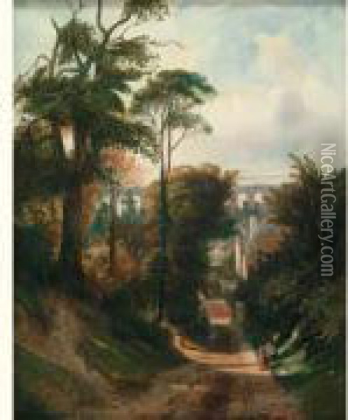 Vue Du Val-fleury Et De L'aqueduc Oil Painting - Camille-Joseph-Etienne Roqueplan