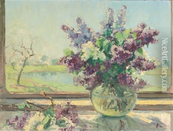 Lilacs Oil Painting - Georgi Alexandrovich Lapchine