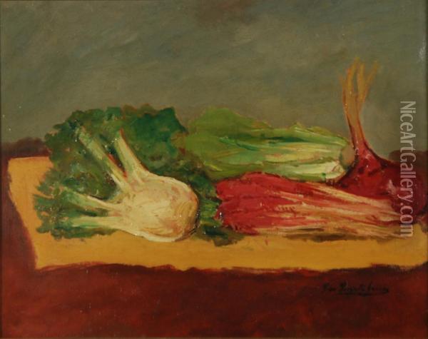 Natura Morta Con Finocchio Oil Painting - Giovanni Bartolena