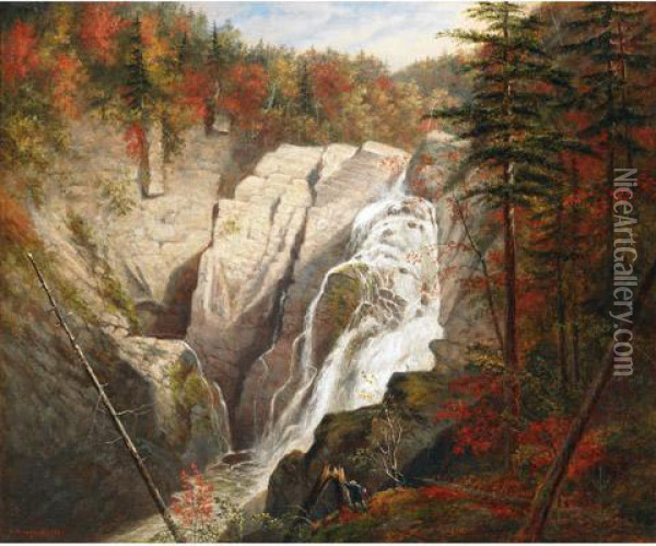 The St. Anne Falls Oil Painting - Cornelius Krieghoff