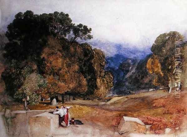Figures in a Park Oil Painting - John Sell Cotman