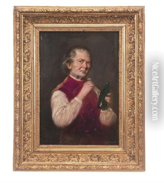 Branntwein Trinkender Mann Oil Painting - Julius Victor Berger