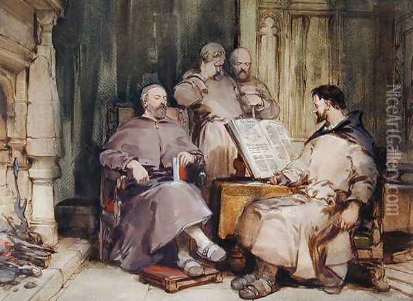 The Four Monks Oil Painting - George Cattermole
