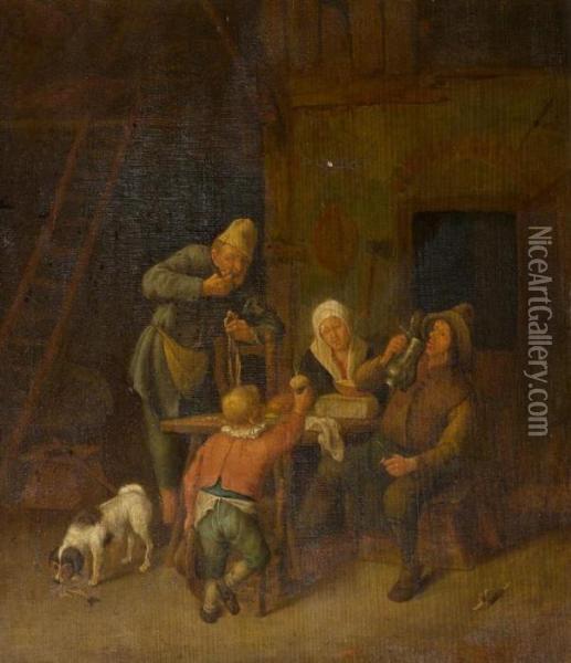 Farmhouse Room Oil Painting - Adriaen Jansz. Van Ostade