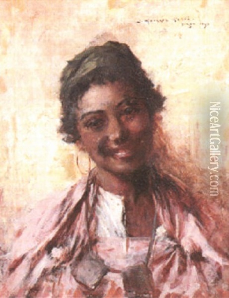 Jeune Fille Souriant Oil Painting - Georges Gaste