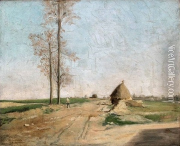 La Croix De La Vallee, Plaine De Wissous Oil Painting - Jean-Charles Cazin
